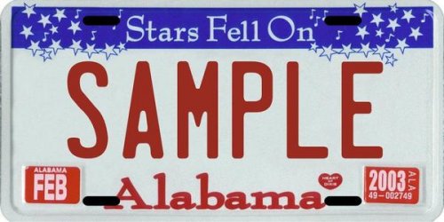 Alabama Custom Personalized License Plate