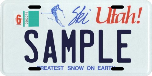 Utah Ski Custom Personalized License Plate