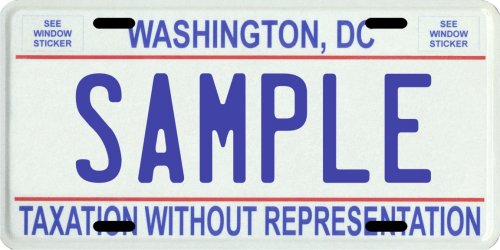 Washington D.C. Custom Personalized License Plate